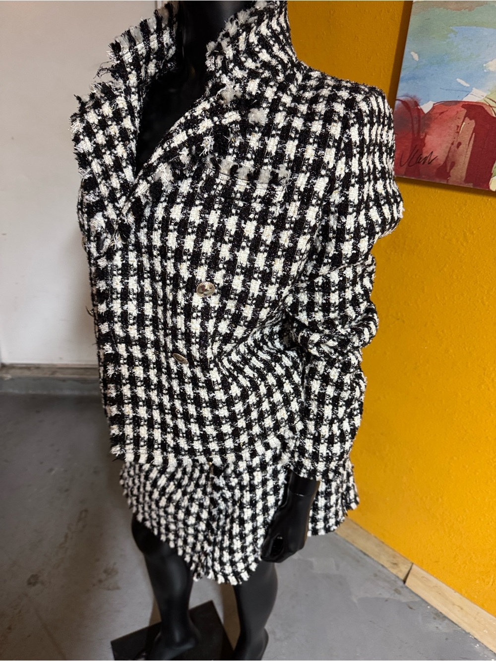 House of Harlow 1960 Houndstooth Black & White Jacket and Skort (Sz L, XL)